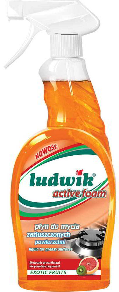 Ludwik płyn do czyszczenia kuchni spray 600ml, pomarańczowy, do zatłuszczonych powierzchni.
