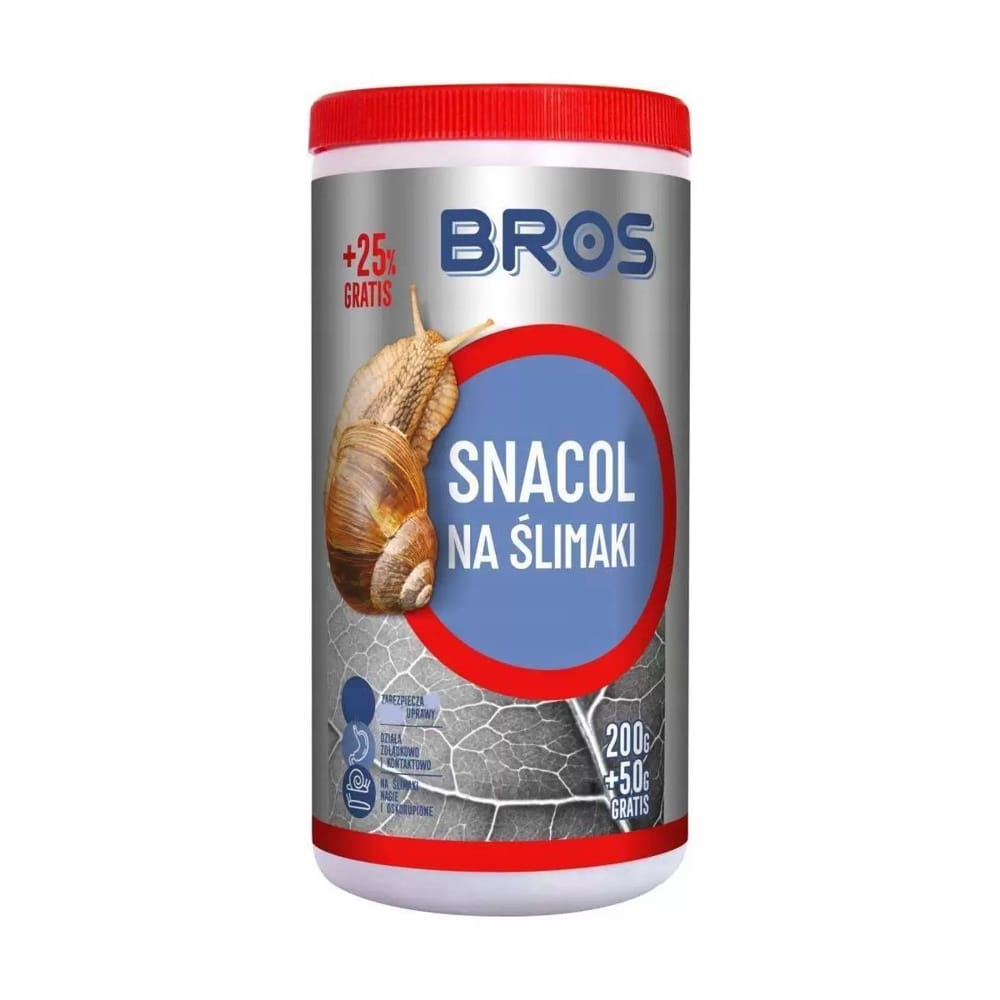 BROS Snacol na ślimaki preparat granulowany 200g+50g gratis w opakowaniu słoika.